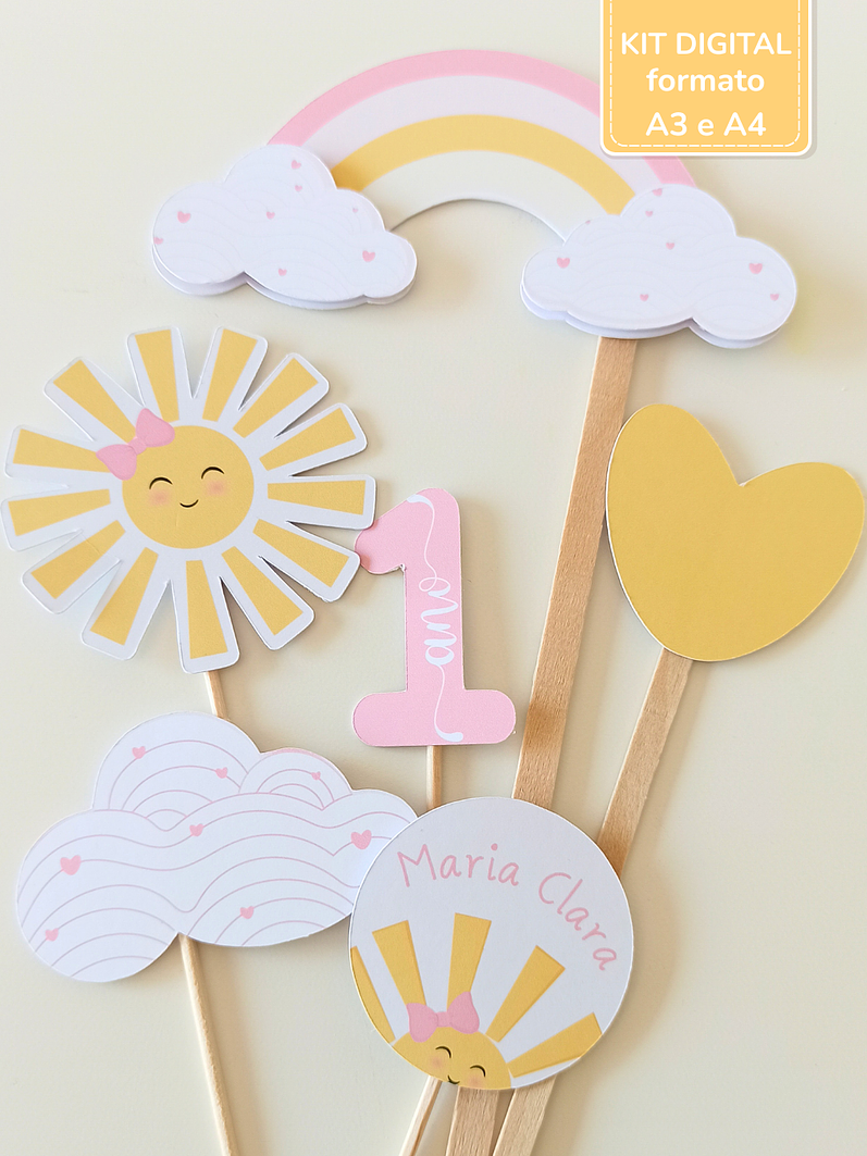 Toppers | 12 Unid. - Festa Sunshine - Rosa 1