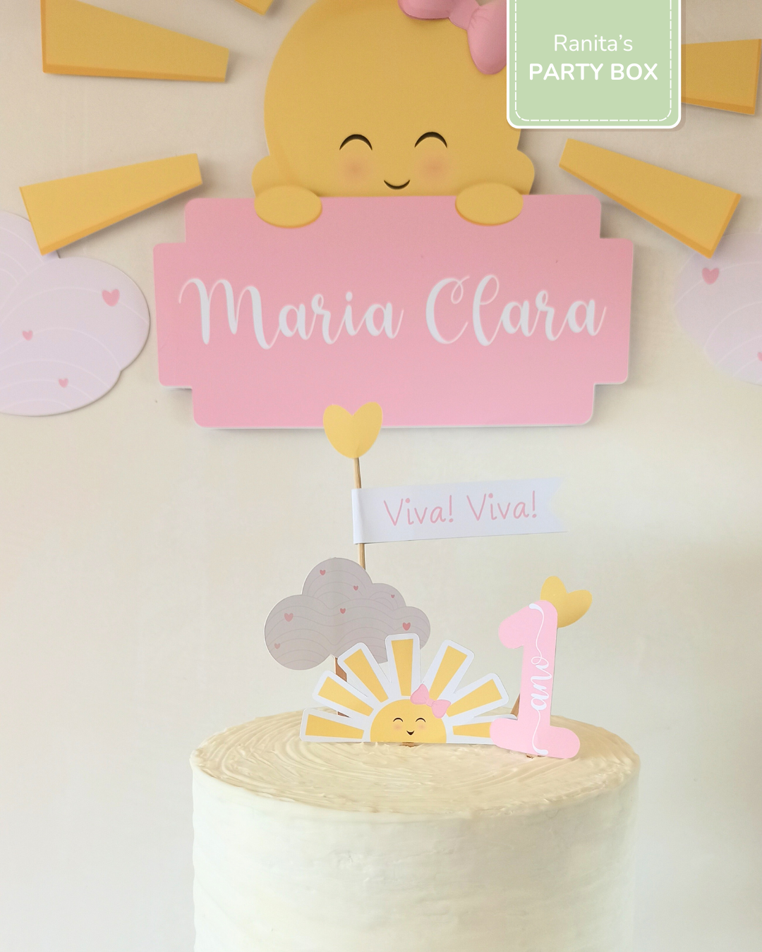 Topo de bolo personalizado – Festa Sunshine Rosa 1