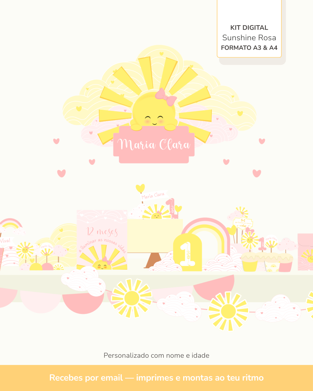  Kit Digital A3 e A4 - Sunshine Rosa 1