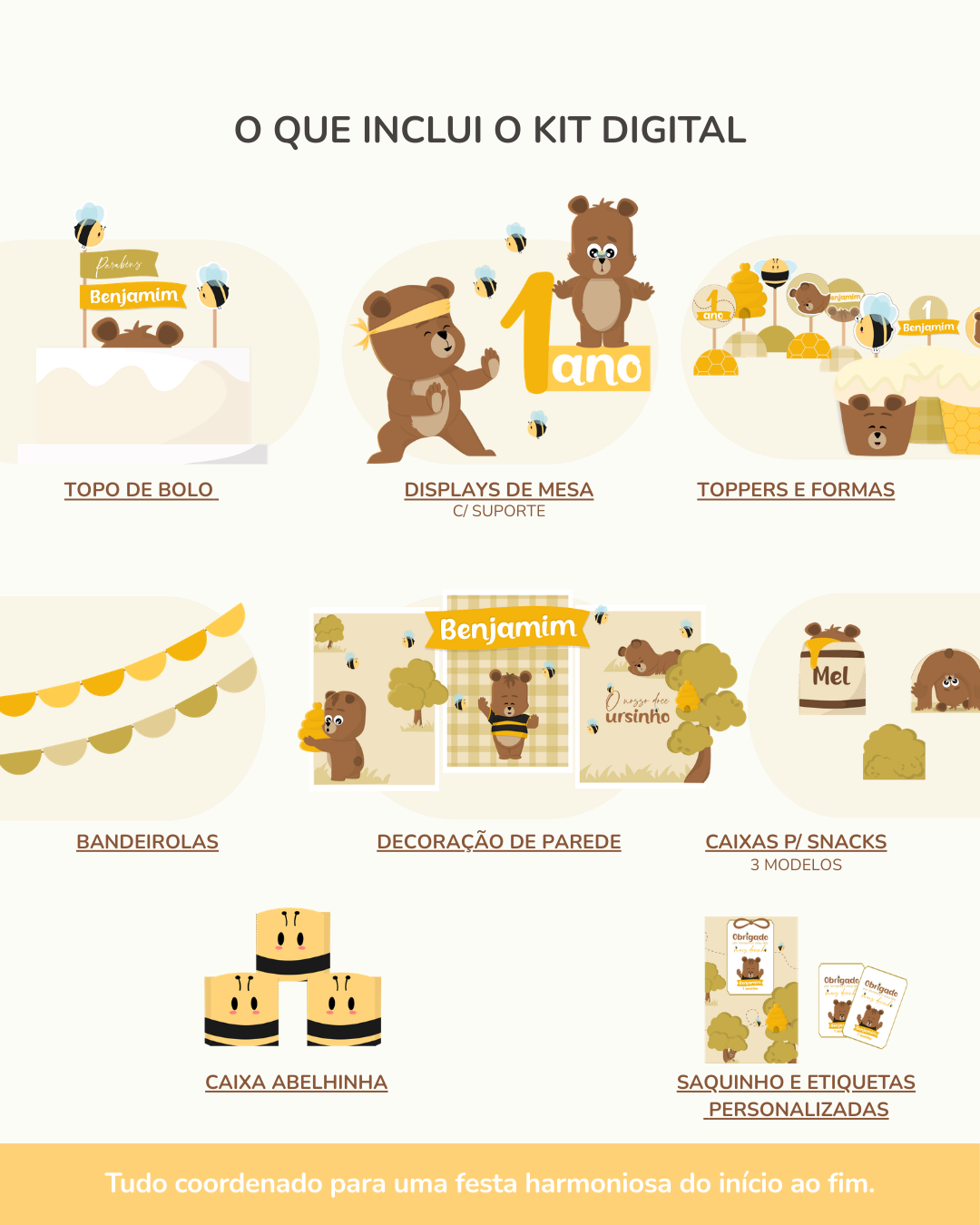  Kit Digital A3 & A4 - Ursinho Ben 4