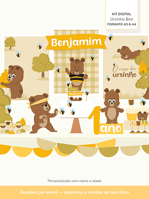  Kit Digital A3 & A4 - Ursinho Ben