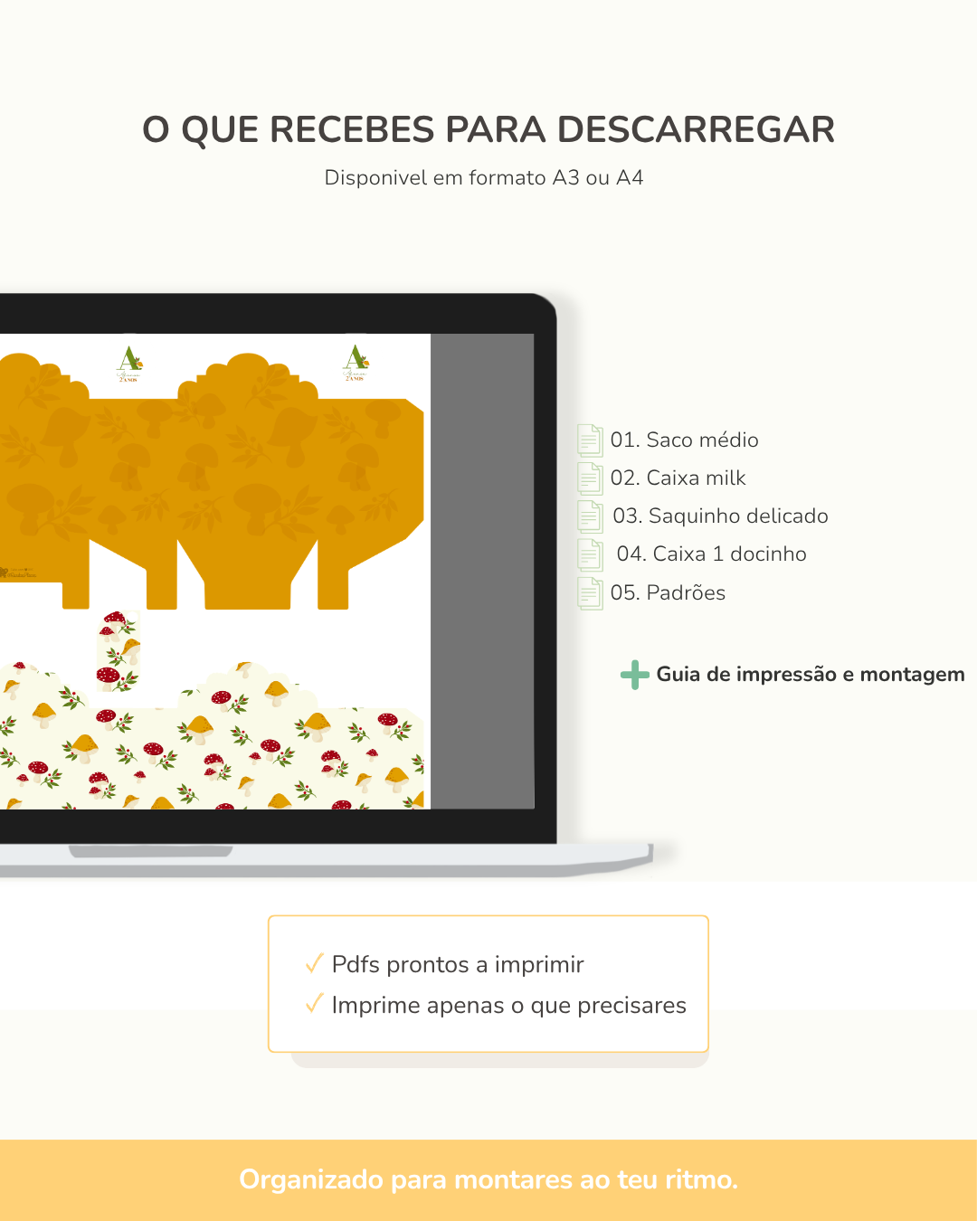  Kit Digital | Caixas de lembranças - Cogumelos 2
