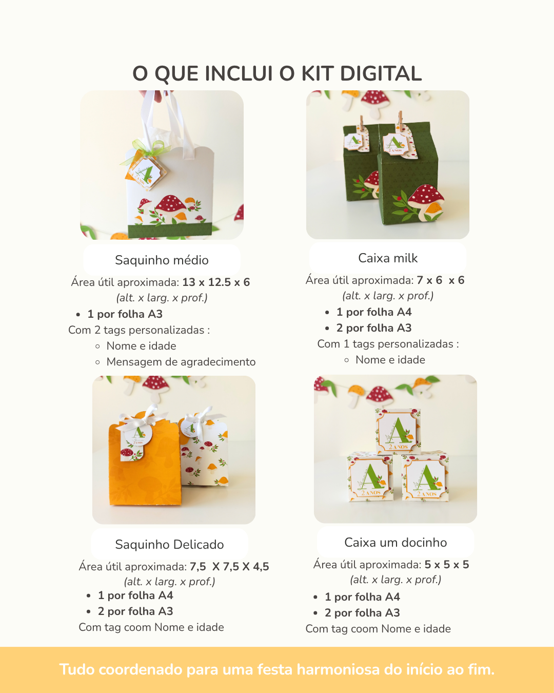  Kit Digital | Caixas de lembranças - Cogumelos 3