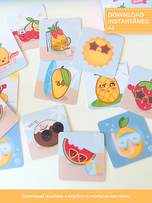 Jogo da Memória para imprimir – Summer Fruits