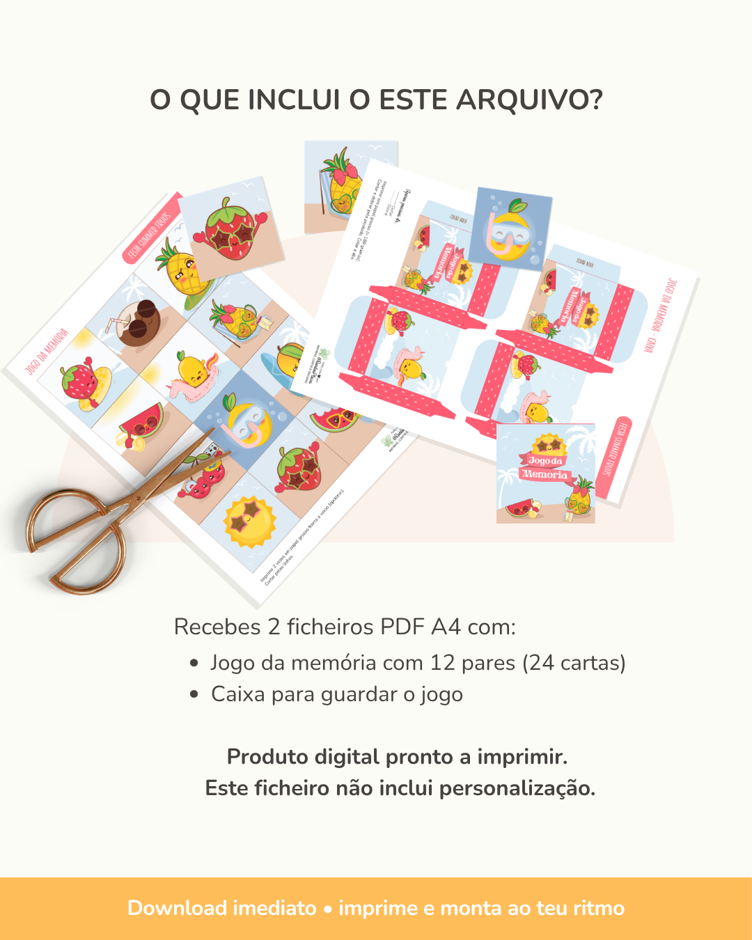 Jogo da Memória para imprimir – Summer Fruits 2