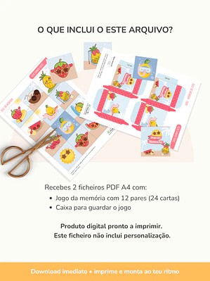 Jogo da Memória para imprimir – Summer Fruits