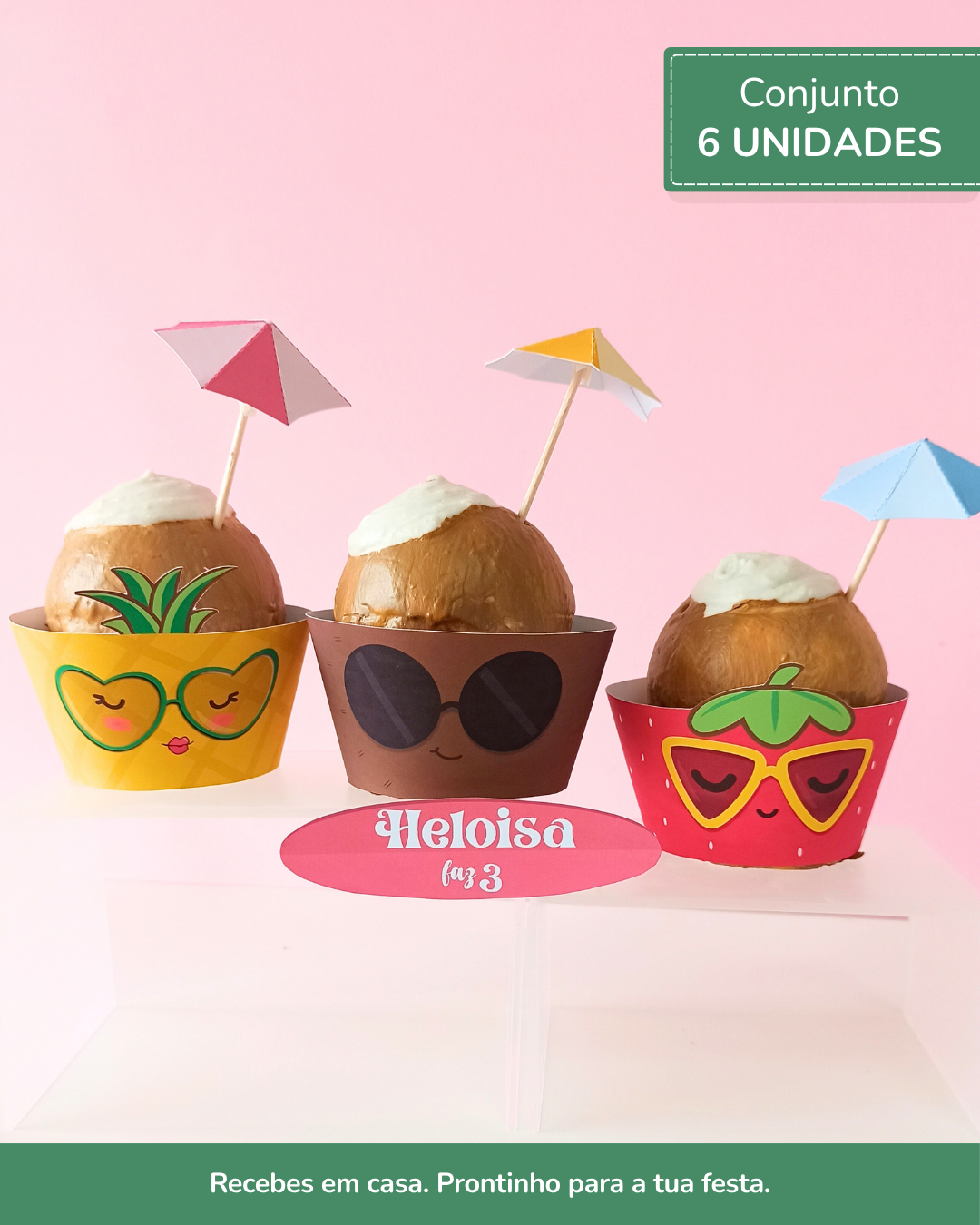 Cupcake Wrappers + Guarda Sol | 6 Unid. – Summer Fruits 1