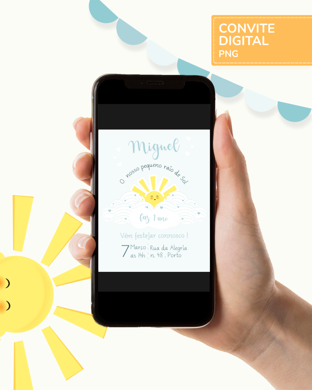 Convite digital PNG - Sunshine - Raio de Sol 1