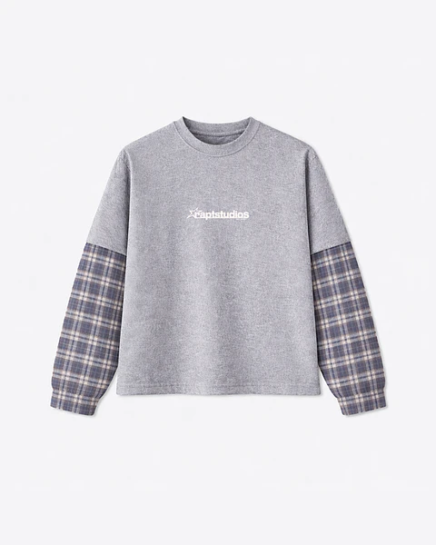 GRID LAYER TEE MELANGE
