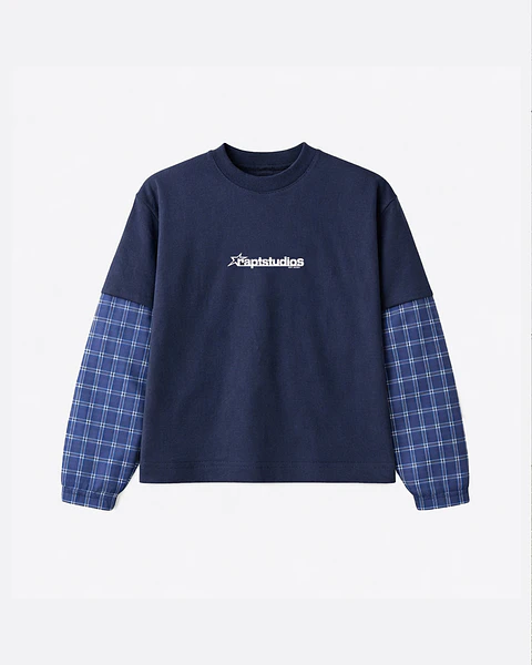 GRID LAYER TEE NAVY