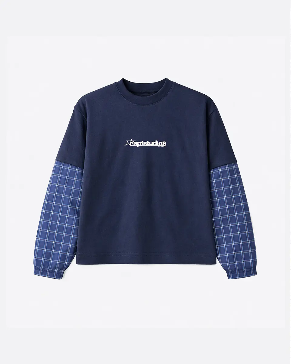 GRID LAYER TEE NAVY 1