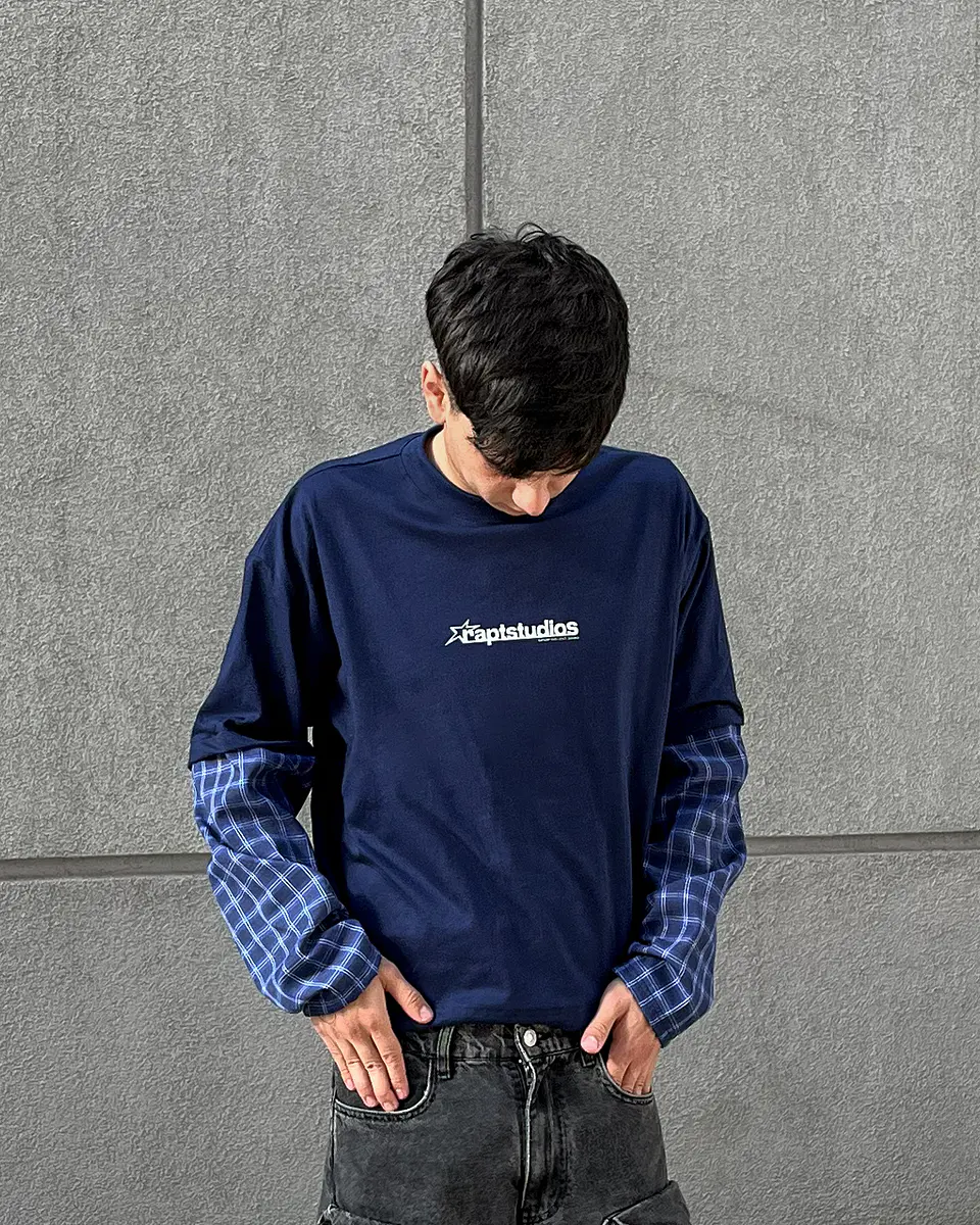 GRID LAYER TEE NAVY 2