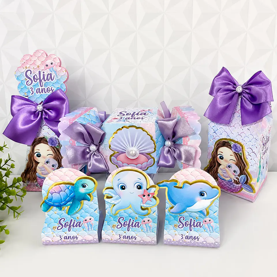 ARQUIVO DE CORTE KIT CAIXINHAS SEREIA BABY AQUARELA 1