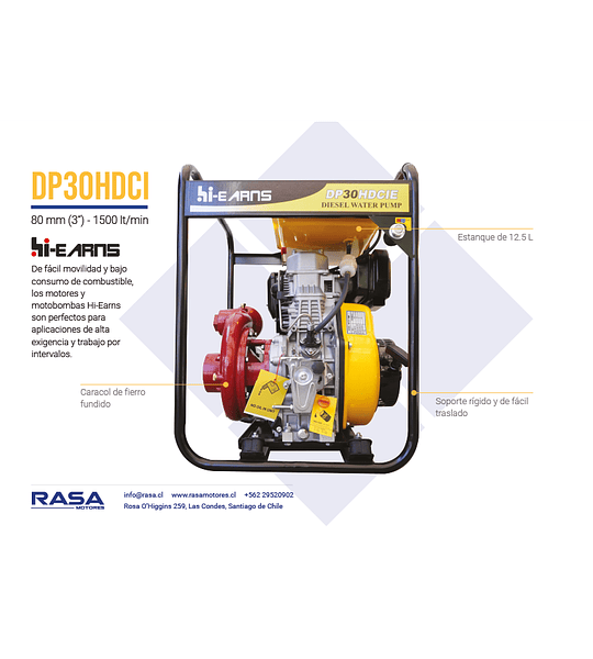 DP30HDCI | Motobomba Diesel 3" - Alto Caudal | Alta Presión 