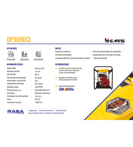 DP30HDCI | Motobomba Diesel 3" - Alto Caudal | Alta Presión 