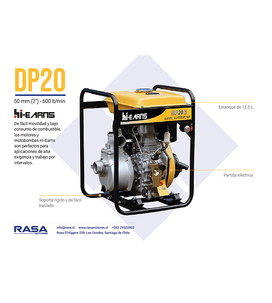 DP20E | Motobomba diesel 2" Caudal