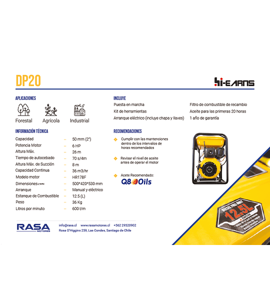 DP20E | Motobomba diesel 2" Caudal