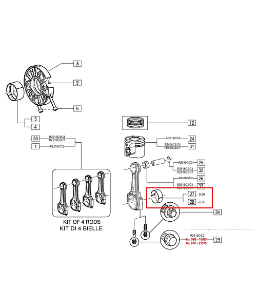 Set de Metales de Biela 0,25mm Jeep Cherokee KJ 2.5/2.8