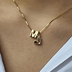 cadena 1letra dorada y corazon amore festivo