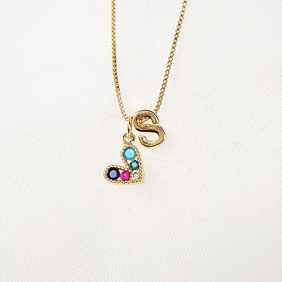 cadena 1letra dorada y corazon amore festivo