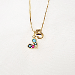 cadena 1letra dorada y corazon amore festivo