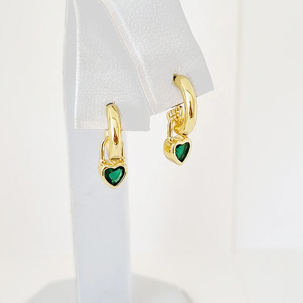MINI AROS CORAZON COLGANTE VERDES