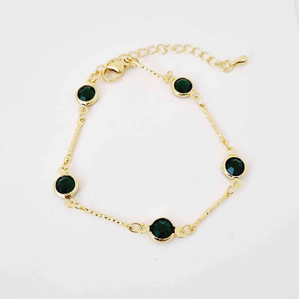 JUEGO COLLAR PULSERA Y TOBILLERA VERDE CHER