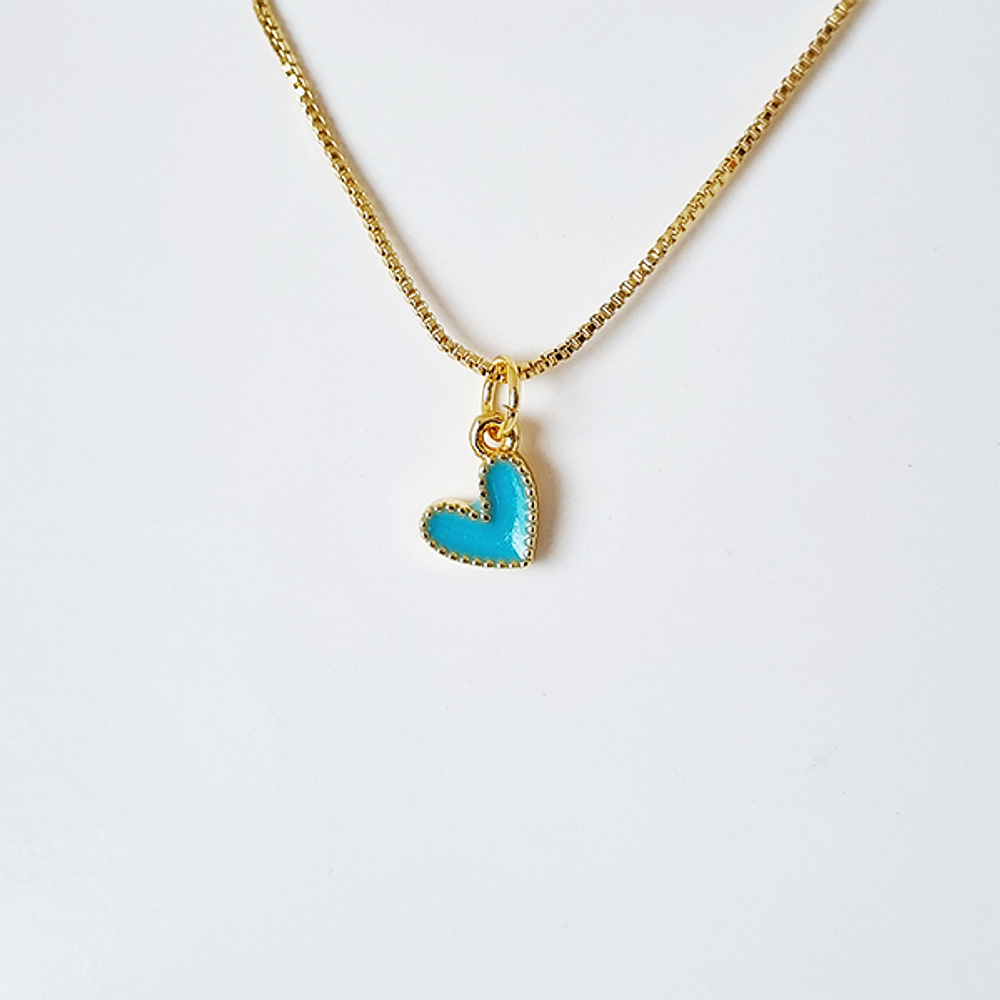 cadena corazon esmalte turquesa