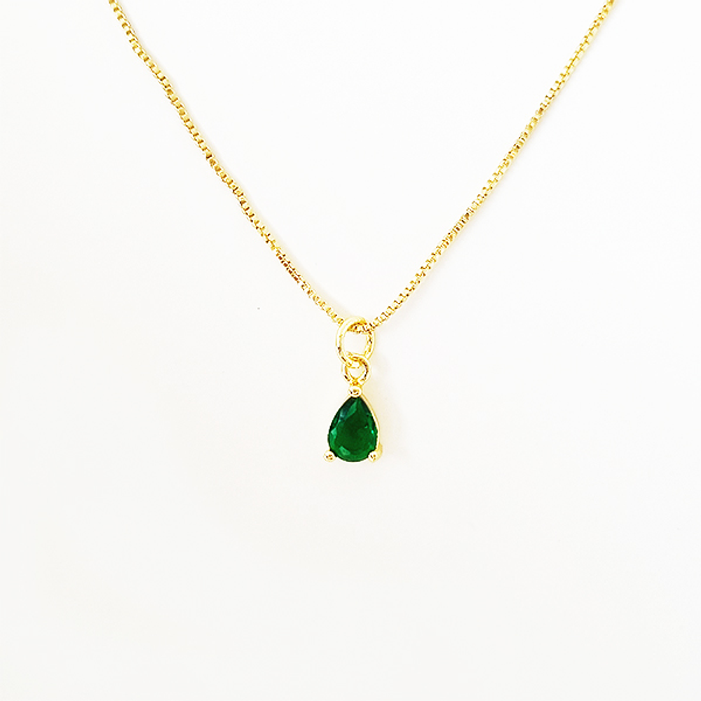 cadena circon lagrima verde