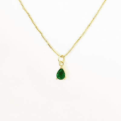 cadena circon lagrima verde