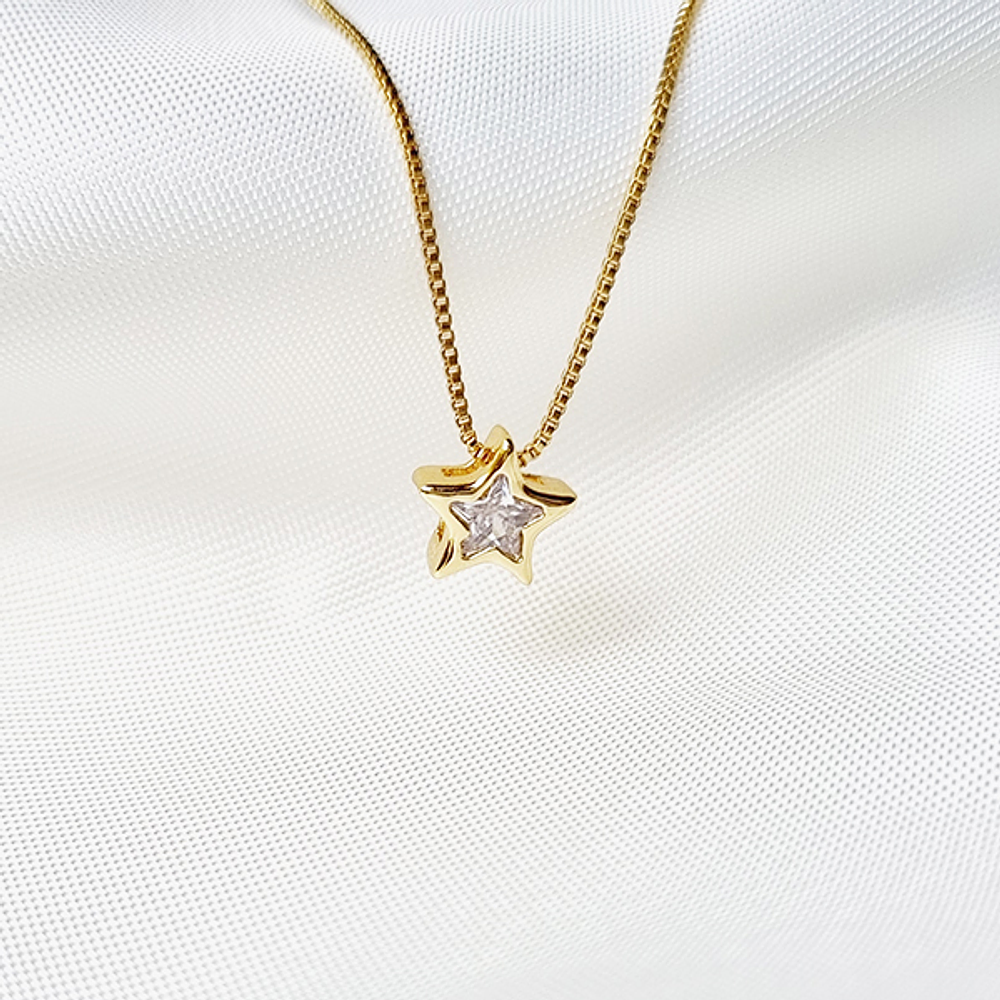 cadena estrella solitaire brillante