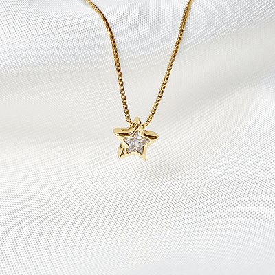 cadena estrella solitaire brillante