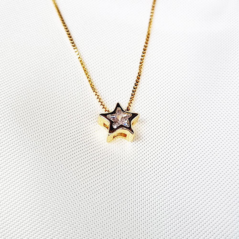 cadena estrella solitaire brillante