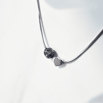 cadena collar corazon esferado plateado
