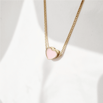 cadena corazon esmalte rosa