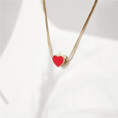 cadena corazon esmalte rojo