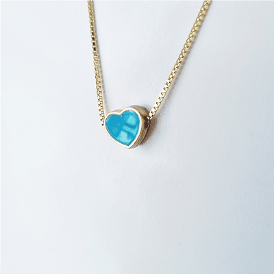 cadena corazon esmalte turquesa