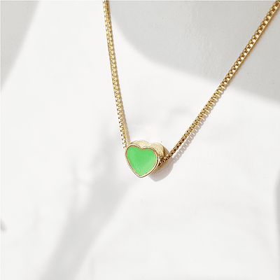cadena corazon esmalte verde