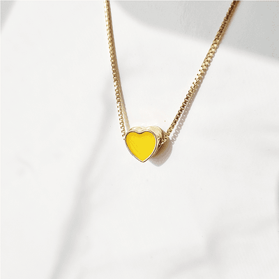 cadena corazon esmalte amarillo