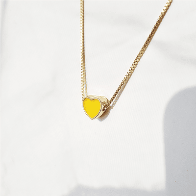 cadena corazon esmalte amarillo