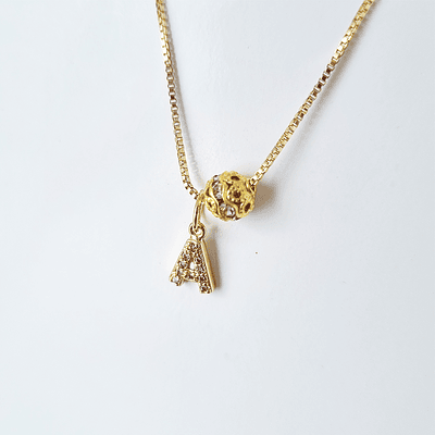 cadena 1letra circon esfera brillante