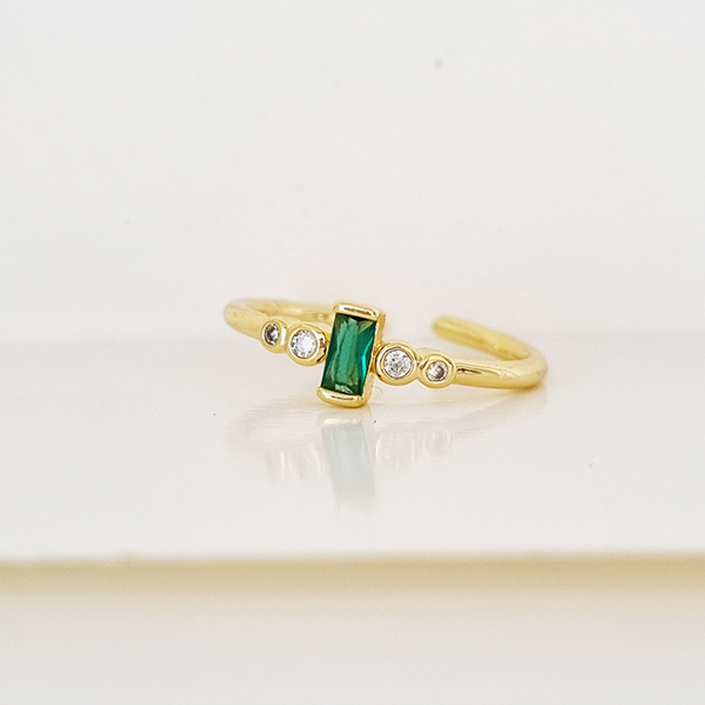 anillo sortija verde solitario