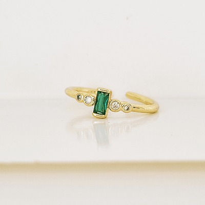 anillo sortija verde solitario