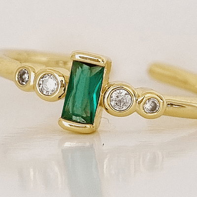 anillo sortija verde solitario