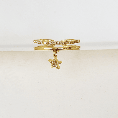 anillo estrella colgante brillante