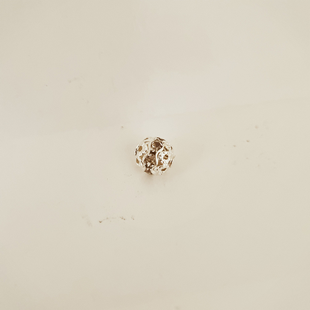 dije mini esfera plateada brillante