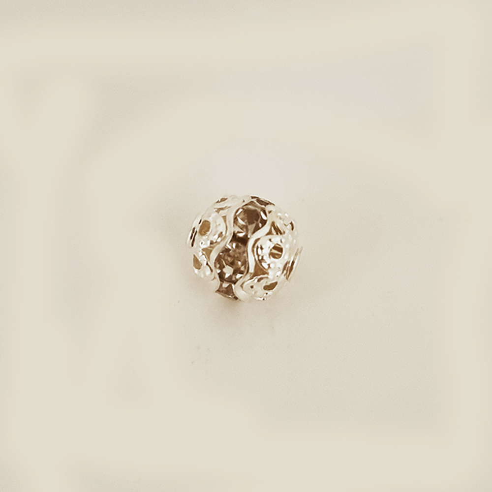 dije mini esfera plateada brillante