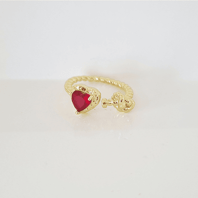 anillo corazon amarrado rojo