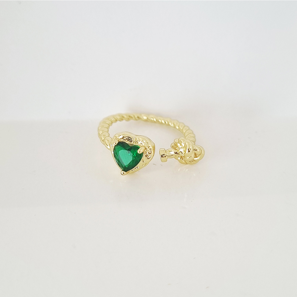 anillo corazon amarrado verde