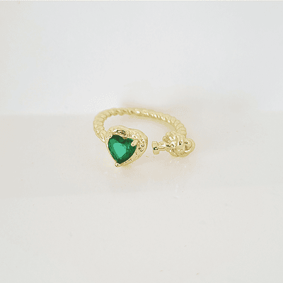 anillo corazon amarrado verde